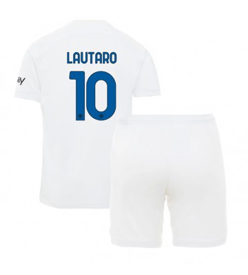 Inter Milan Lautaro Martinez #10 Segunda Equipación Niños 2023-24 Manga Corta (+ Pantalones cortos)